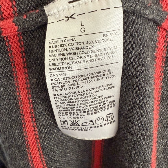 Banana Republic Sweater Dress Gray Coral Stripe Pockets Button Detail Size Large - Picture 5 of 10